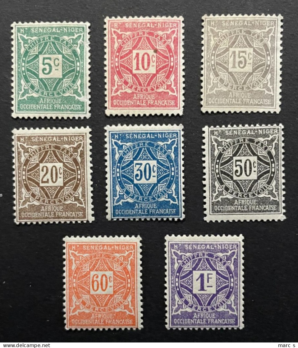 Ht SENEGAL Et NIGER 1915 - NEUF*/MH - LUXE - Série Complète TAXE YT 8 / 15 - RARE - Lire Descriptif - Unused Stamps