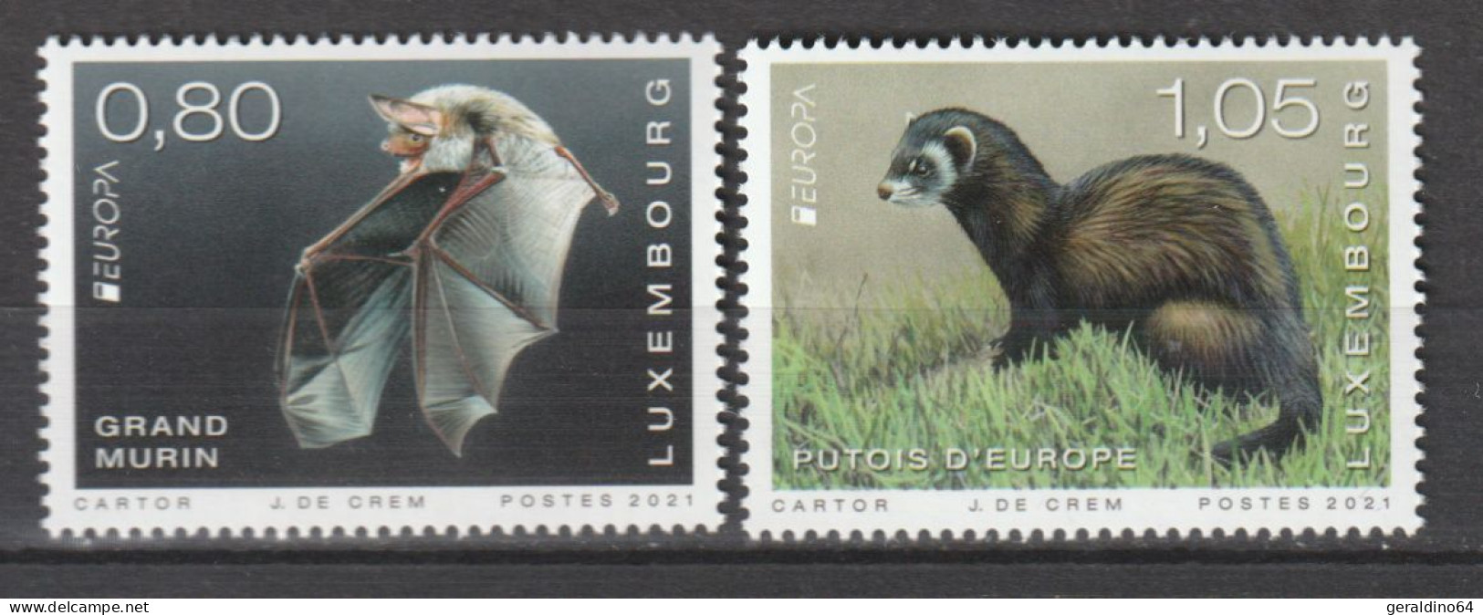 Luxemburg 2021 Europa Cept Gefährdete Tierarten Mi 2264 + 2265 ** Postfrisch MNH - Unused Stamps