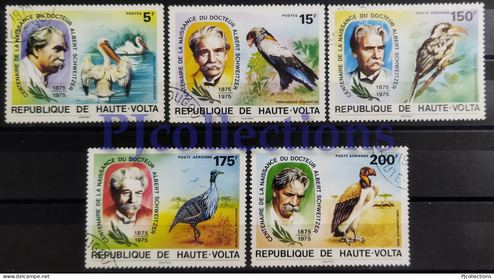 N1445- BURKINA FASO 1975 ALBERT SCHWEITZER FULL SET 5 STAMPS USATI - USED - Burkina Faso (1984-...)