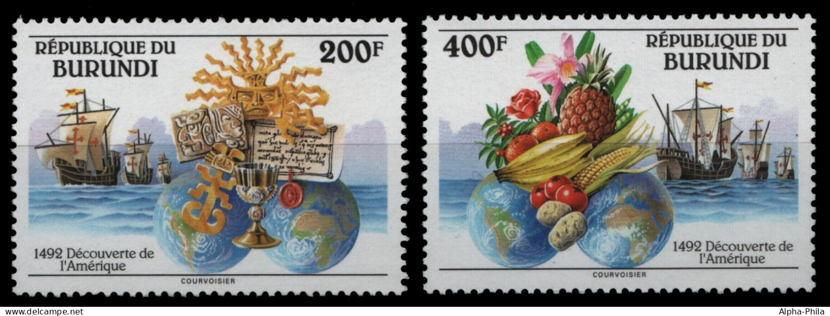 Burundi 1992 - Mi-Nr. 1756-1757 ** - MNH - Schiffe / Ships - Columbus - Unused Stamps