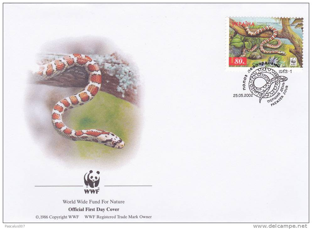 WWF - 306,23 - FDC - € 1,65 - 25-5-2002 - 80K - Leopard Snake - Ukraine - Otros & Sin Clasificación