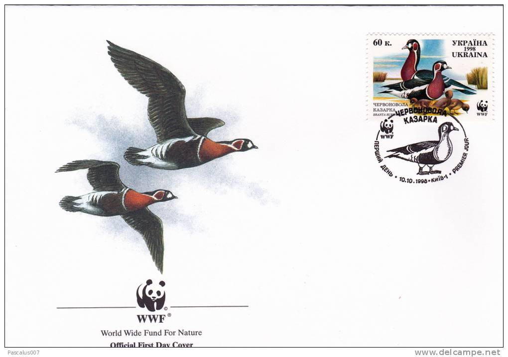 WWF - 240,24 - FDC - € 1,09 - 10-10-1998 - 60K - Red-breasted Goose - Ukraine - Andere & Zonder Classificatie