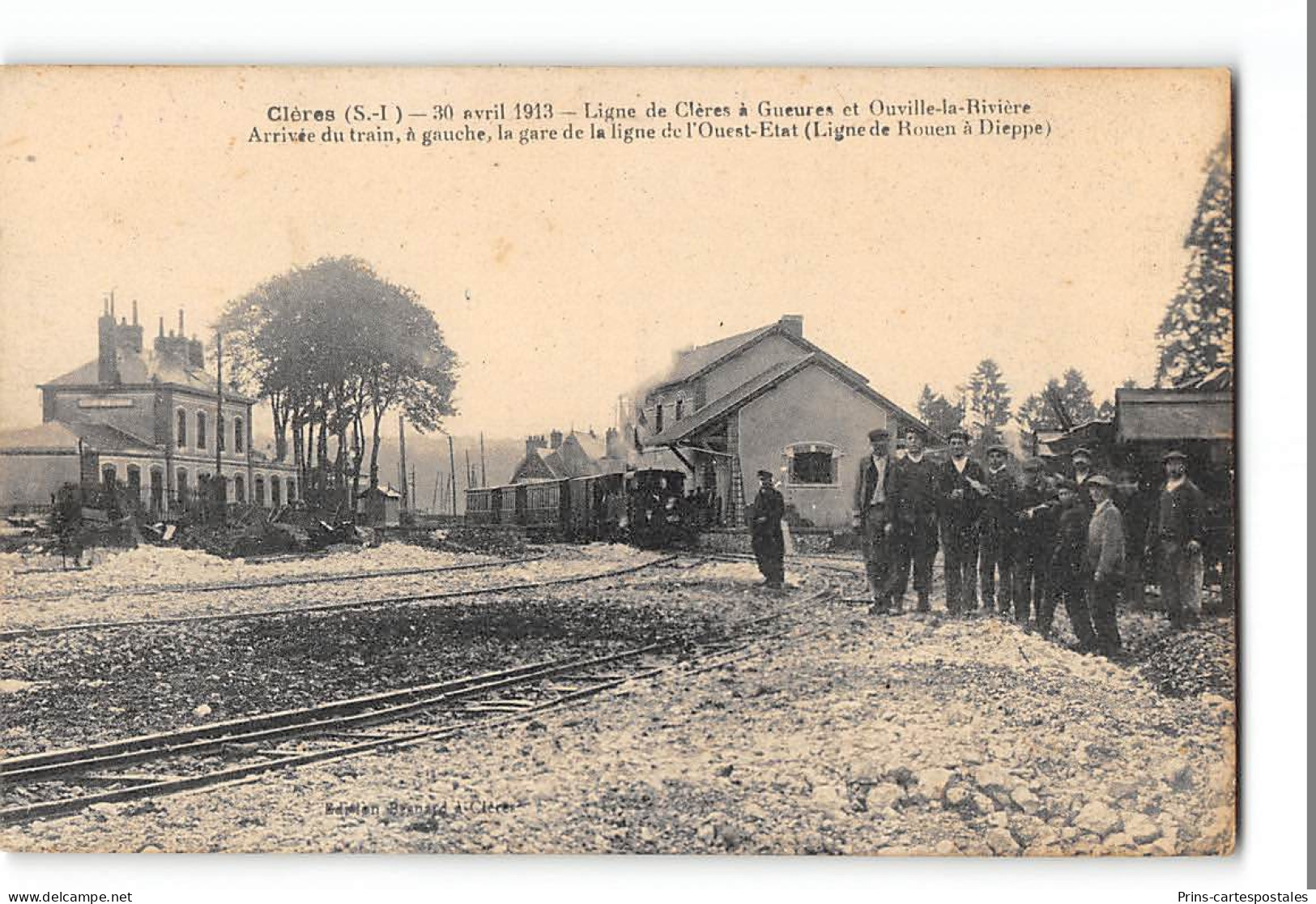 CPA 76 Clères Ligne De Clères à Gueures Et Ouville La Rivière Arrivée Du Train La Gare Ligne Ouest Etat Train Tramway  - Clères