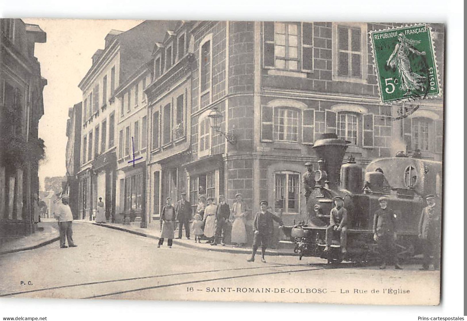 CPA 76 Saint St Romain De Colbosc La Rue De L'Eglise Train Tramway  - Saint Romain De Colbosc