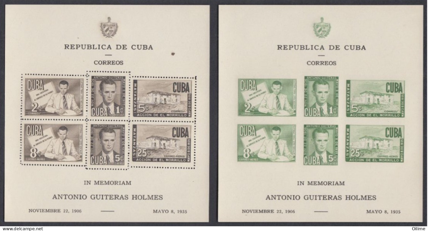 CUBA 1951. HB ANIVERSARIO DEL NACIMIENTO DE A. GUITERAS. DENTADA Y SIN DENTAR. MNH. EXCELLENT CONDITION - Nuovi