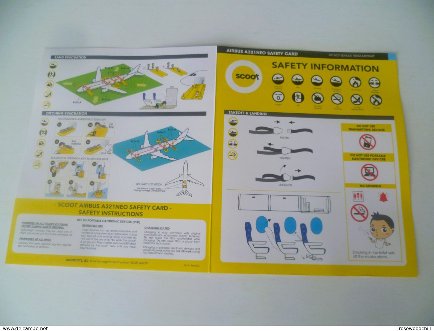 2023 Latest ! Airlines SCOOT AIRBUS A321 NEO SAFETY CARD (#8) - Sicherheitsinfos
