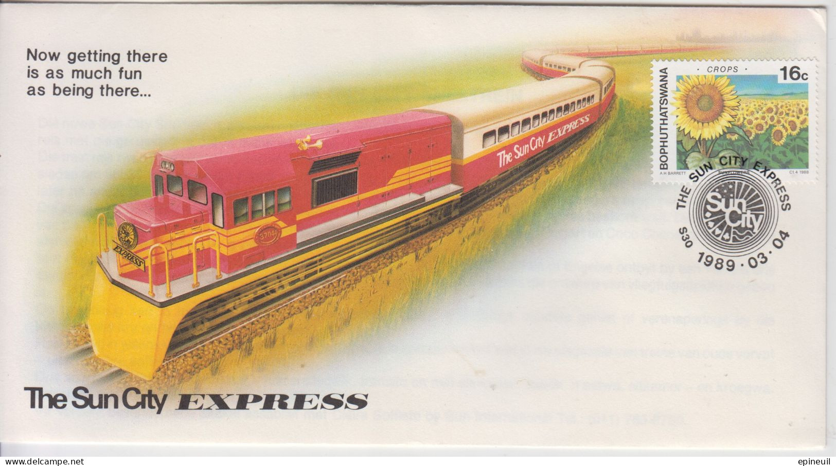 BOPHUTHATSWANA FDC 1989 TRAIN - Bophuthatswana