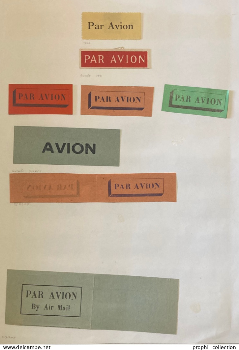 LOT De 8 VIGNETTES PAR AVION BY AIMAIL Du TOGO GUINÉE SÉNÉGAL OCÉANIE Dont TETE BÊCHE - Luchtvaart