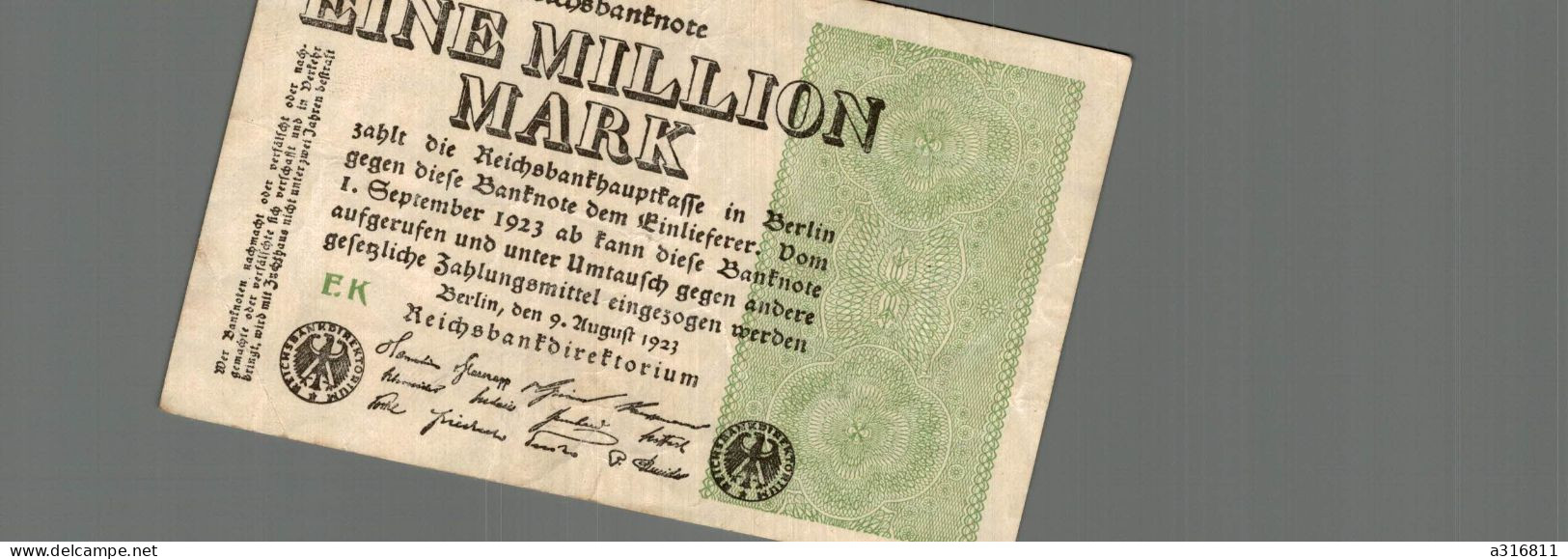 ALLEMAGNE - EINE MILLION MARK (1.000.000) - BH - 9 AOÛT 1923 - REICHSBANKNOTE - 1000 Mark