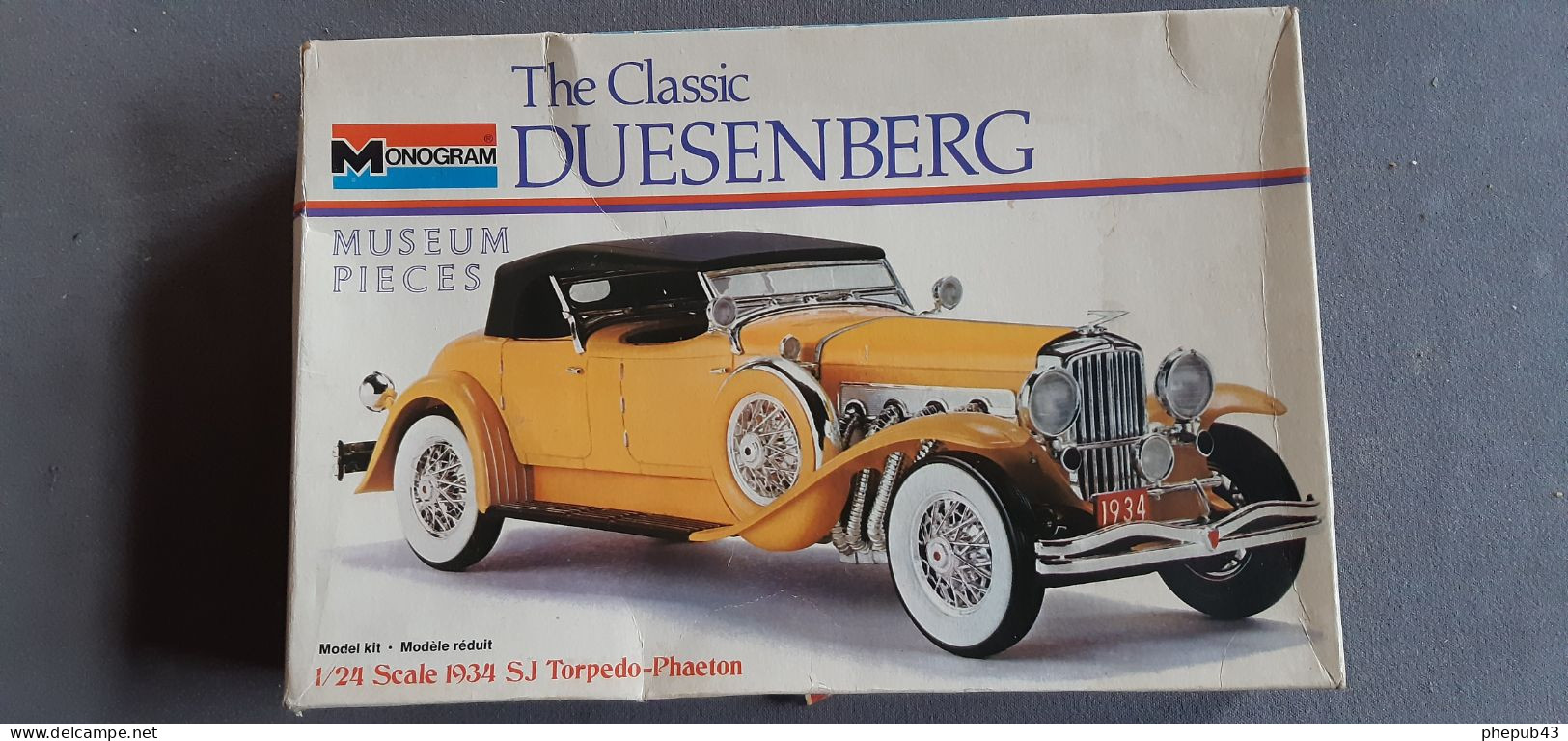 Duensenberg SJ Torpedo-Phaeton - 1934 - Yellow/black - Model Kit - Monogram (Mattel) (1/24) Réf ; 8201 - Carros