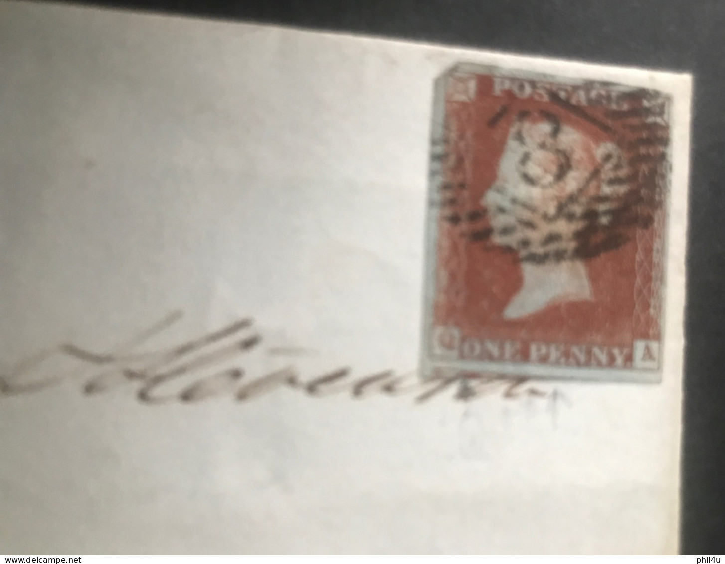 1847 GB1d. Red Imperf Post Mark 8 Manchester See Photos - Brieven En Documenten