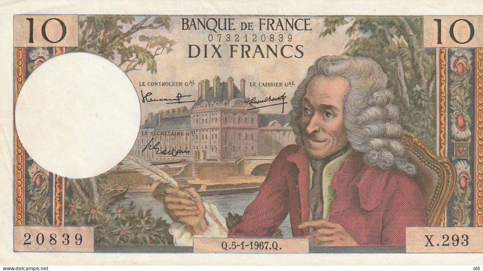 France 10 Francs 1967 AU-  P-147c - 10 F 1963-1973 ''Voltaire''