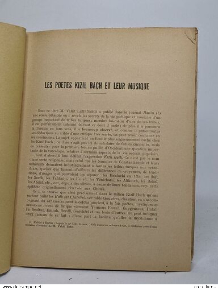 Les Poètes Kizil Bach Et Leur Musique - Extrait De La Revue Des études Islamiques ' Pages 158-190 - Autres & Non Classés