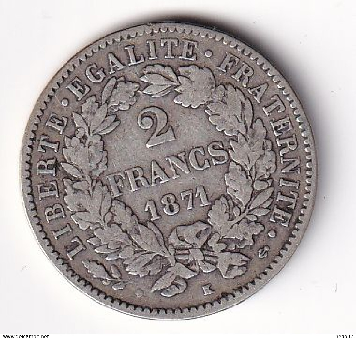 France 2 Francs Cérès 1871K - Argent - TTB - 1870-1871 Governo Di Difesa Nazionale