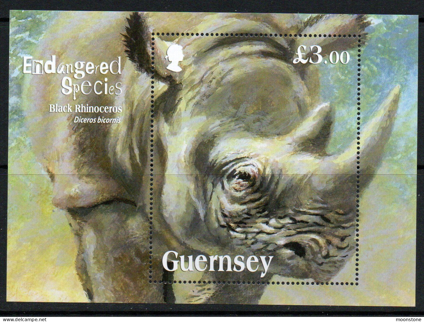 Guernsey 2018 Endangered Species XIII, Black Rhinosceros MS, MNH, SG 1718 - Guernesey