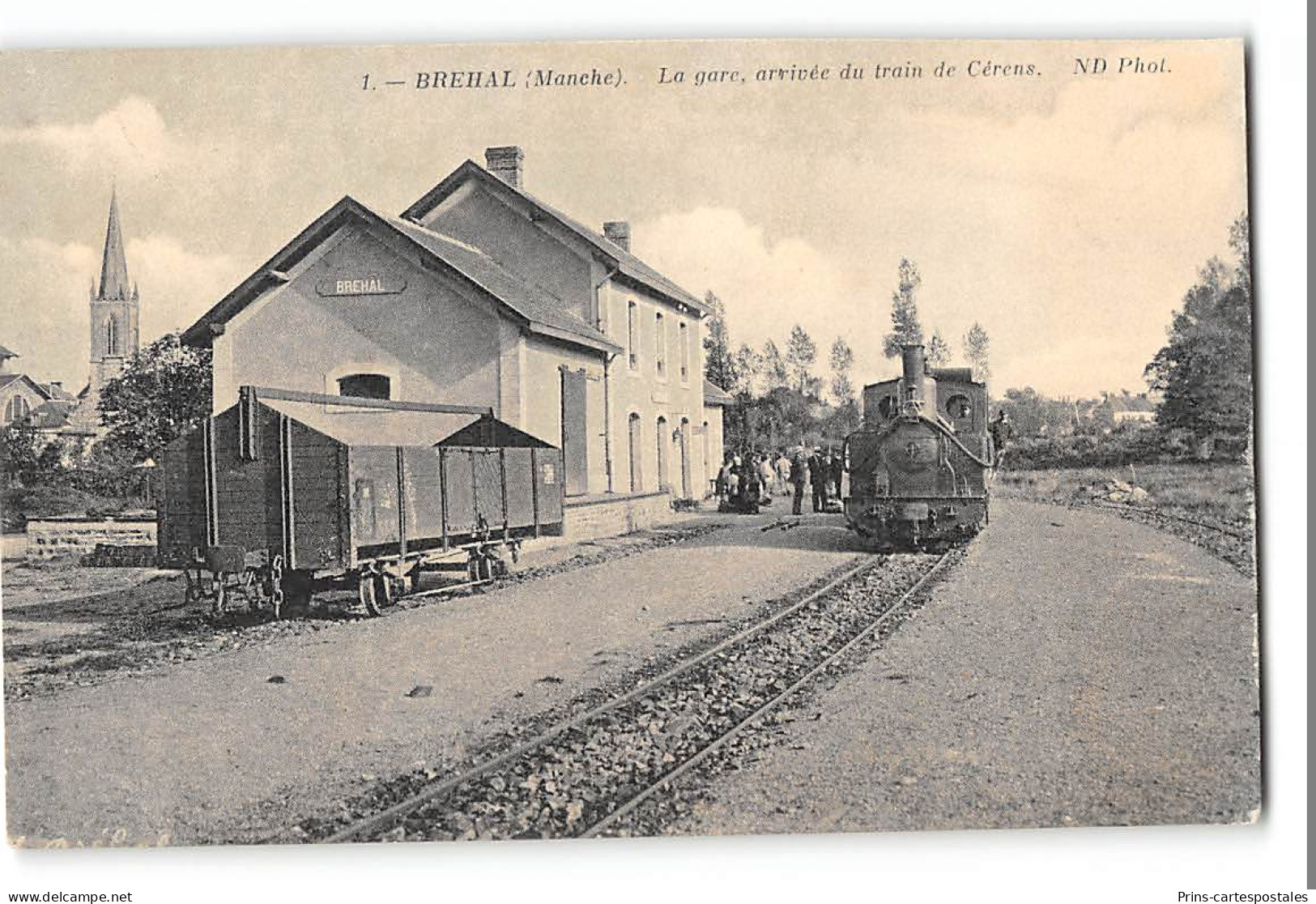 CPA 50 Brehal La Gare Arrivée Du Train De Cérens Train Tramway - Brehal