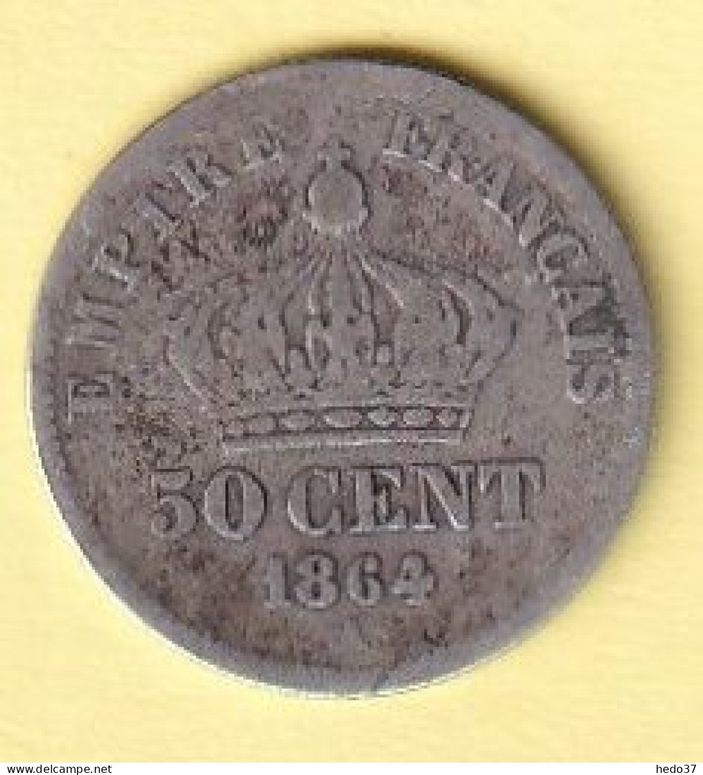 France 50 Centimes Napoléon III - 1864A - Argent - TB - 50 Centimes