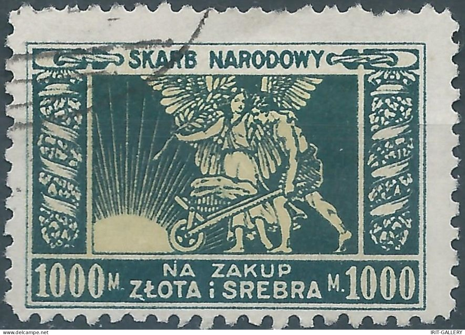 POLONIA-POLAND-POLSKA,1920 Revenue Stamp SKARB NARODOWY NA ZAKUP ZLOTA I SREBRA-NATIONAL TREASURE,1000M,Obliterated - Fiscaux