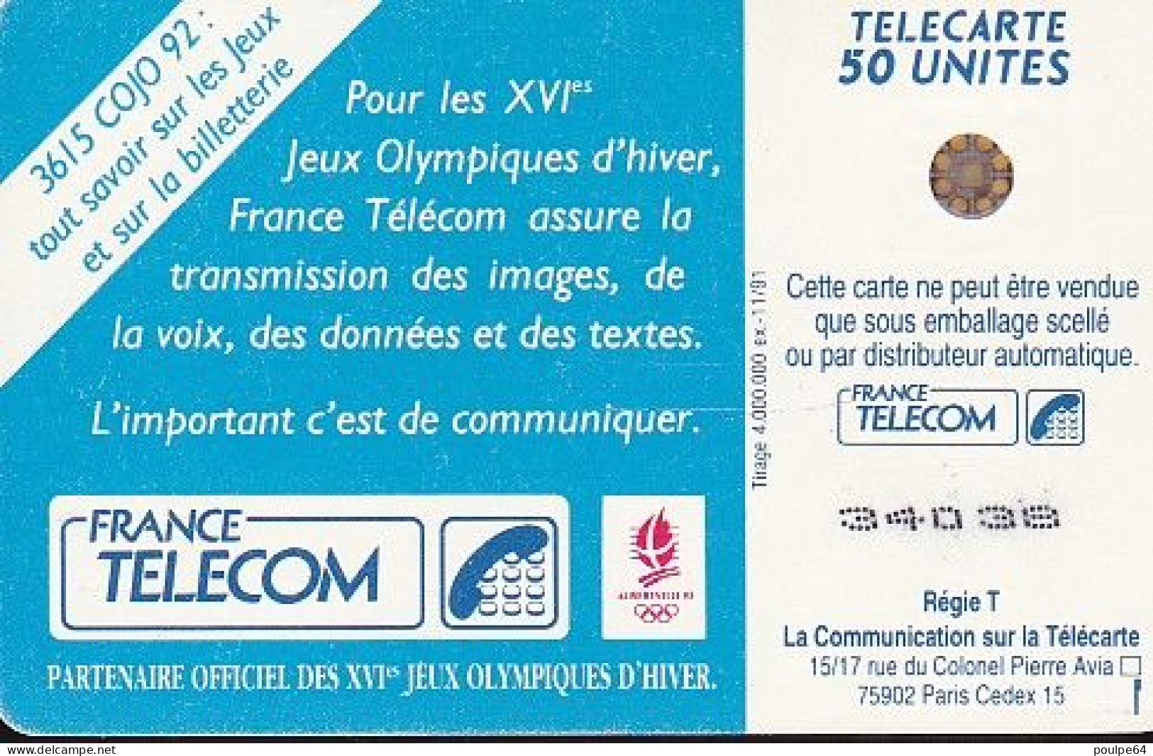 F205  11/1991 SKI DE FOND 50 SC4 ( N° Noirs (glacée) - 1991