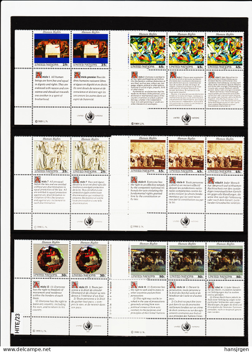 HITE/23 VEREINTE NATIONEN NEW YORK 1989/91Michl 595/96+606/07+623/24  6 SECHSERBLÖCKE  ** Postfrisch - Used Stamps