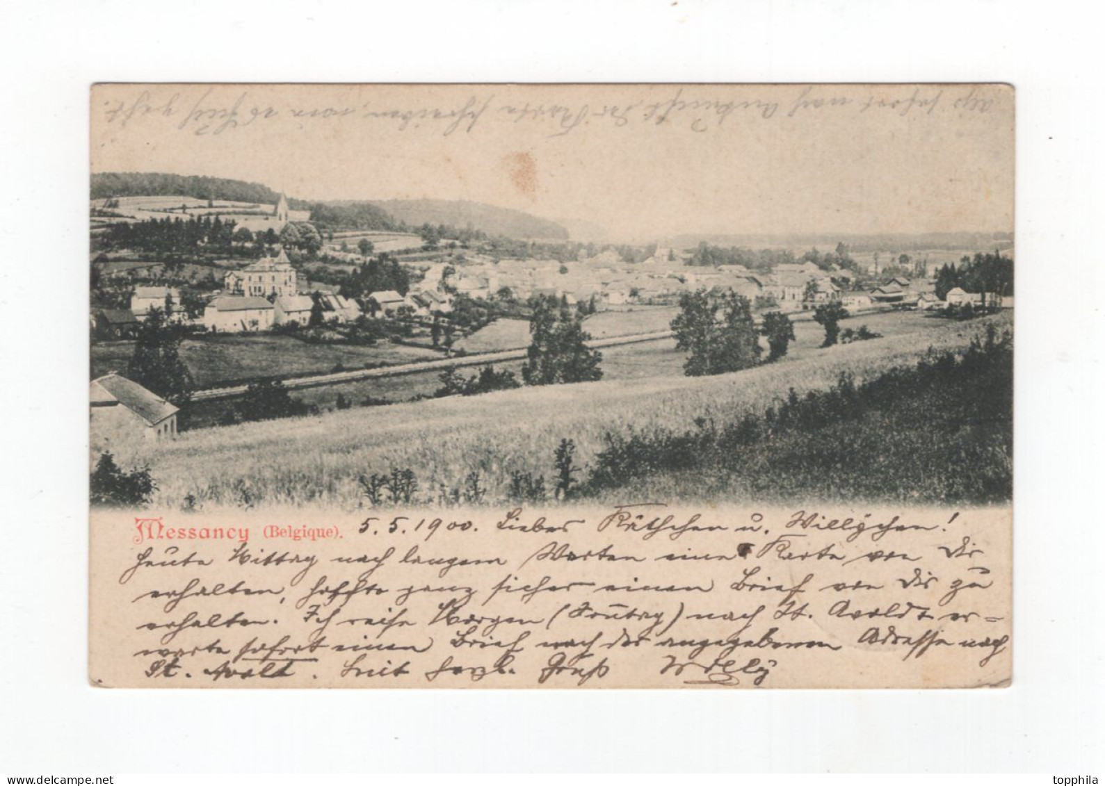 1900 Belgique CPA Messancy Vue De Panorama Affranchissement 10 Ct Luxembourg Obliteration Bettembourg - Messancy