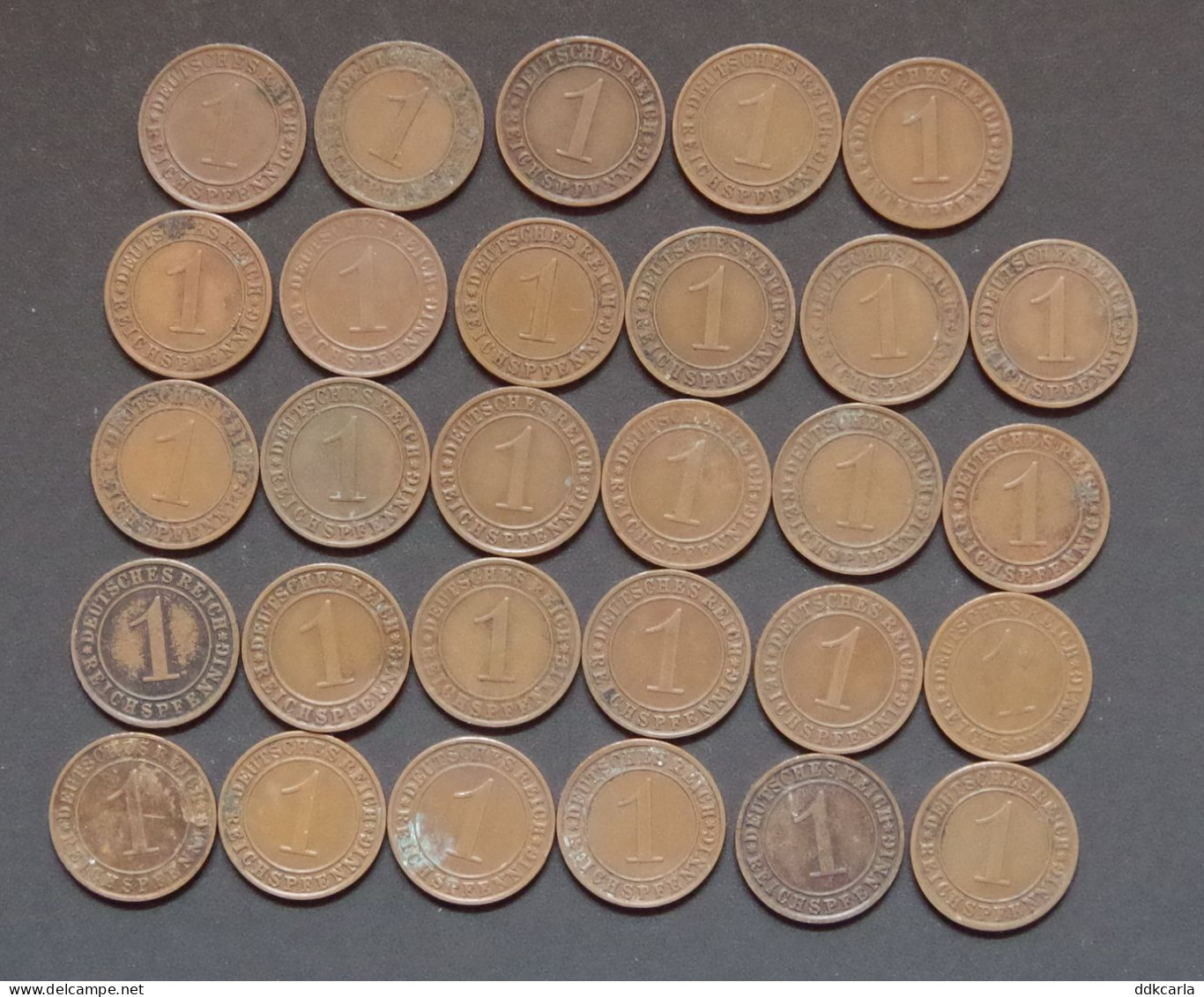 Konvolut Weimar Rep 1 RentePfennig1924 A,D ReichsPf 1924 G,J 25 E,G,J 28 F,D 29 A,D,E 30 A 31 A,D,E,F 32 A 33 A,F (29st) - 1 Rentenpfennig & 1 Reichspfennig
