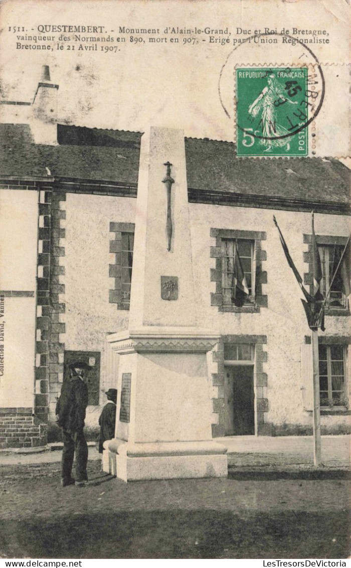 FRANCE - Questembert - Monument D'Alain Le Grand - Duc Et Roi De Bretagne - Carte Postale Ancienne - Questembert