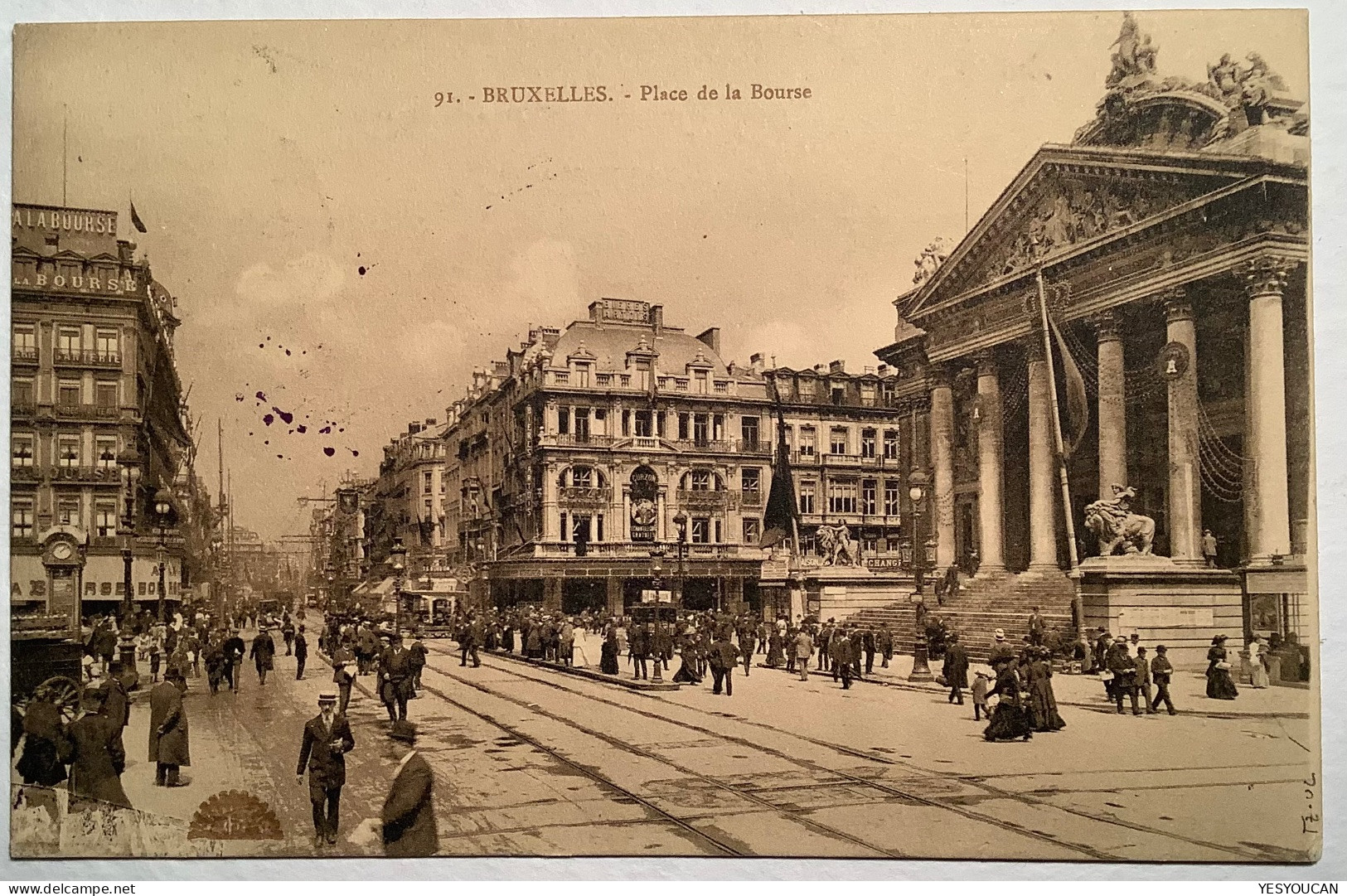 "VERZÖGERT WEIL AUS STRASSENBRIEFBRIEFKASTEN"BRUXELLES1918Feldpost Dt Besetzung Belgien1914-18 (Belgique Occupation Tram - Occupation 1914-18