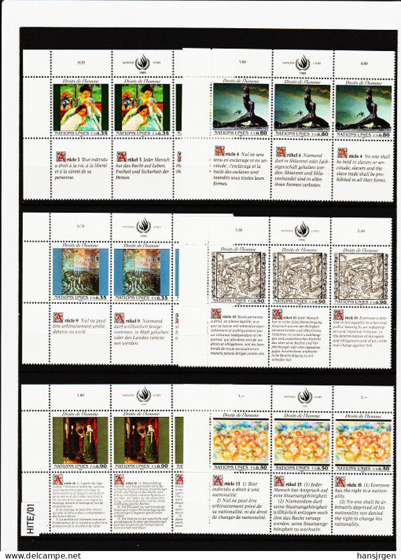 HITE/01 VEREINTE NATIONEN UNO GENF 1989/91 Michl 180/81+192/93+208/09  6 SECHSERBLÖCKE  Zd.-Zf. ** Postfrisch - Unused Stamps