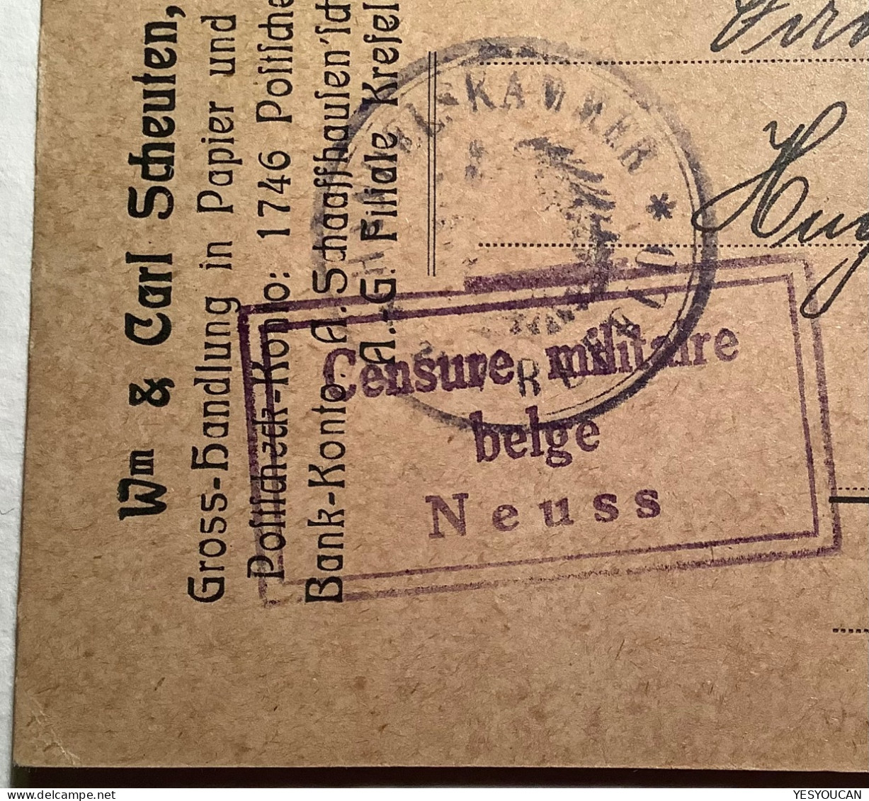 RHEINLAND BESETZUNG"CENSURE MILITAIRE BELGE NEUSS"Germania CREFELD1919>Bielefeld (Belgique Occupation Rhénanie Belgien - Cartas & Documentos