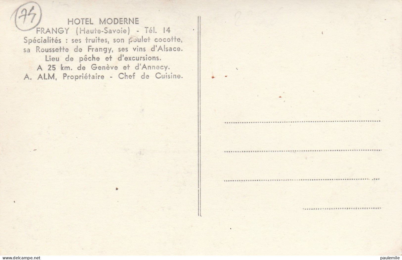 CPA    74    FRANGY  T 53   HOTEL MODERNE - Hotels & Restaurants