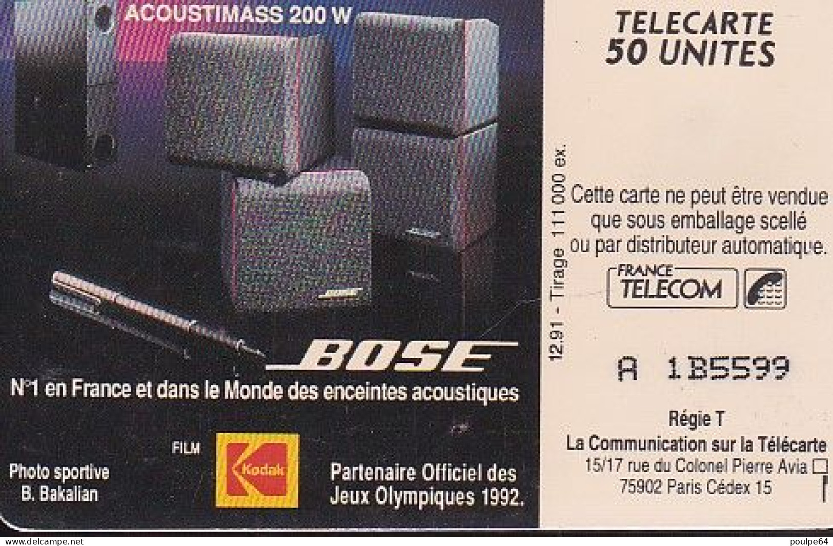 F218  12/1991 BOSE " Bobsleigh " 50 SO3 - 1991