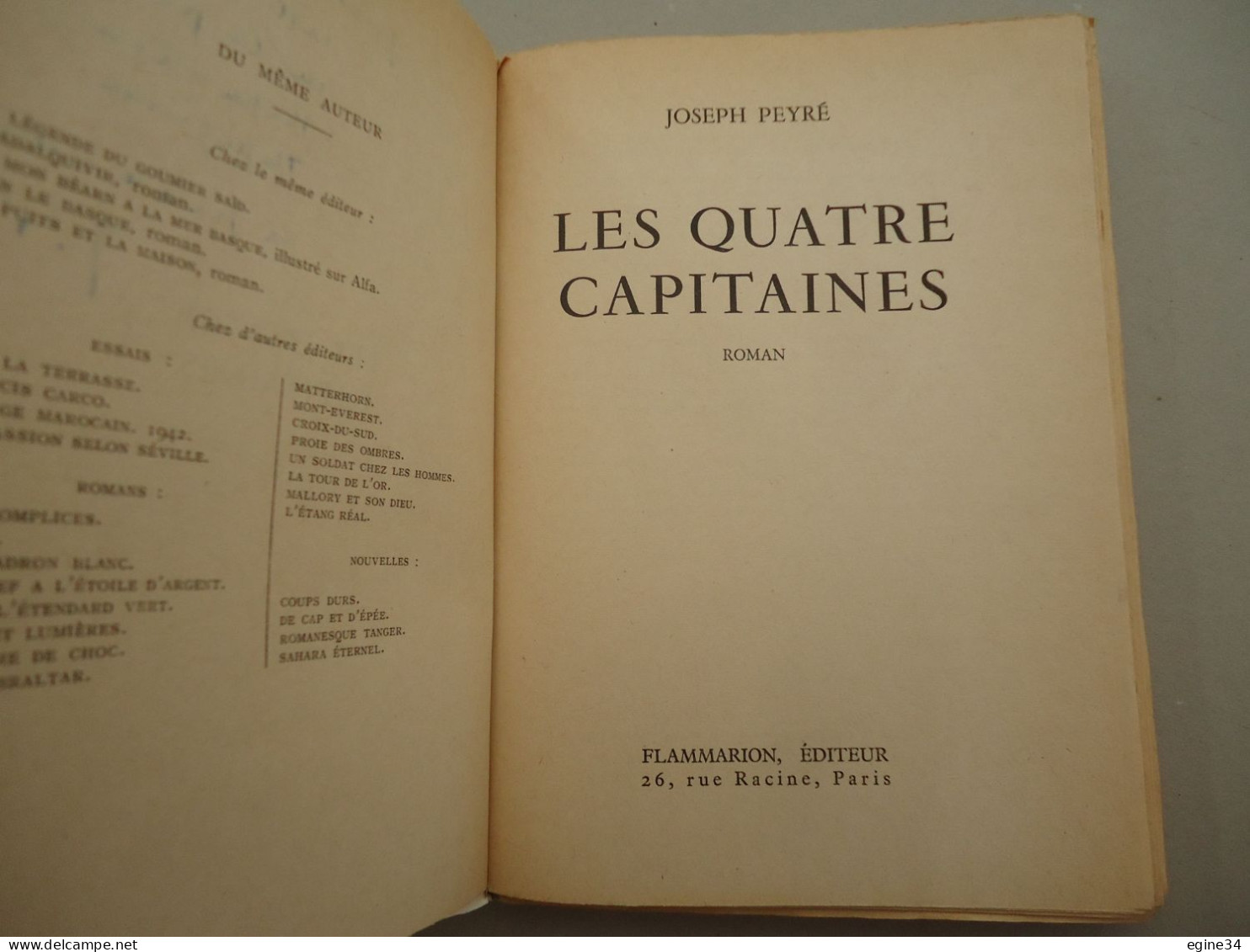 Editeur Flammarion - Joseph Peyré - Les Quatre Capitaines   - 1956 - Dédicacé - Livres Dédicacés