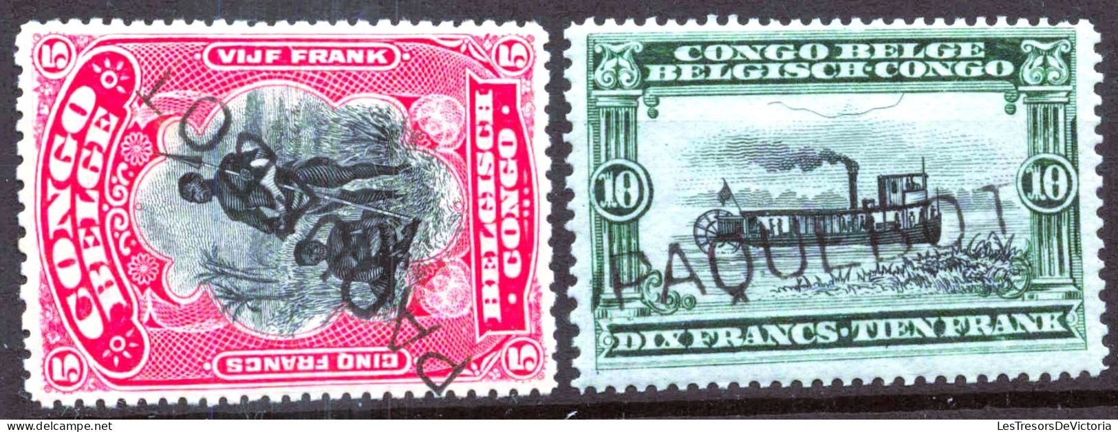 Timbres - Congo Belge - COB 54/63 - Annulé Griffe Paquebot - Variétés Et Curiosités