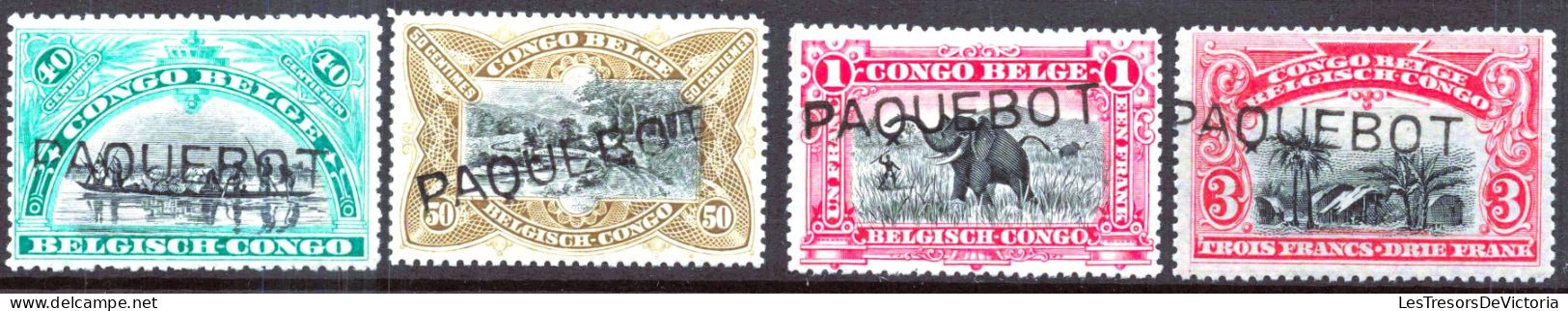 Timbres - Congo Belge - COB 54/63 - Annulé Griffe Paquebot - Errors & Oddities