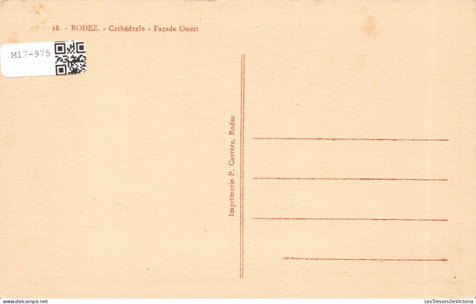 FRANCE - Rodez - Cathédrale - Façade Ouest - Carte Postale Ancienne - Rodez