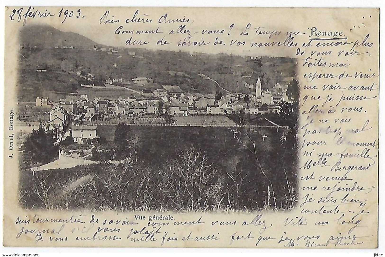 CPA 38 Renage Rare Vue Générale Près De Rives Vourey Beaucroissant Izeaux Sillans Voiron Saint St Jean De Moirans - Renage