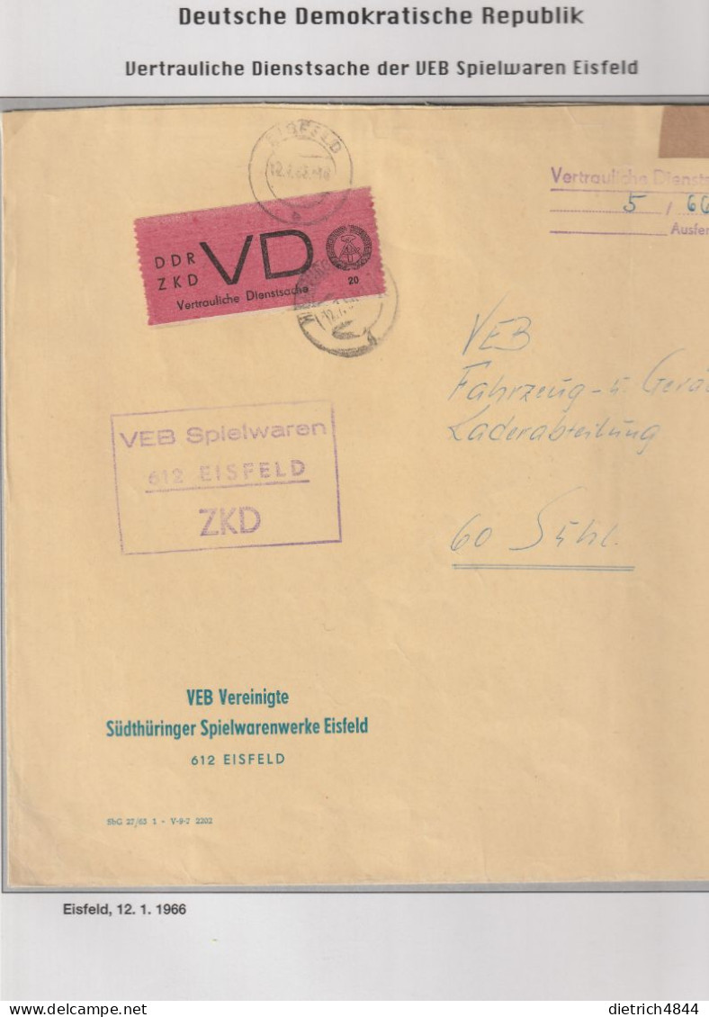 DDR - Vertrauliche Dienstsache - Grossbrief Mit Michel Nr. 2 - Zentraler Kurierdienst