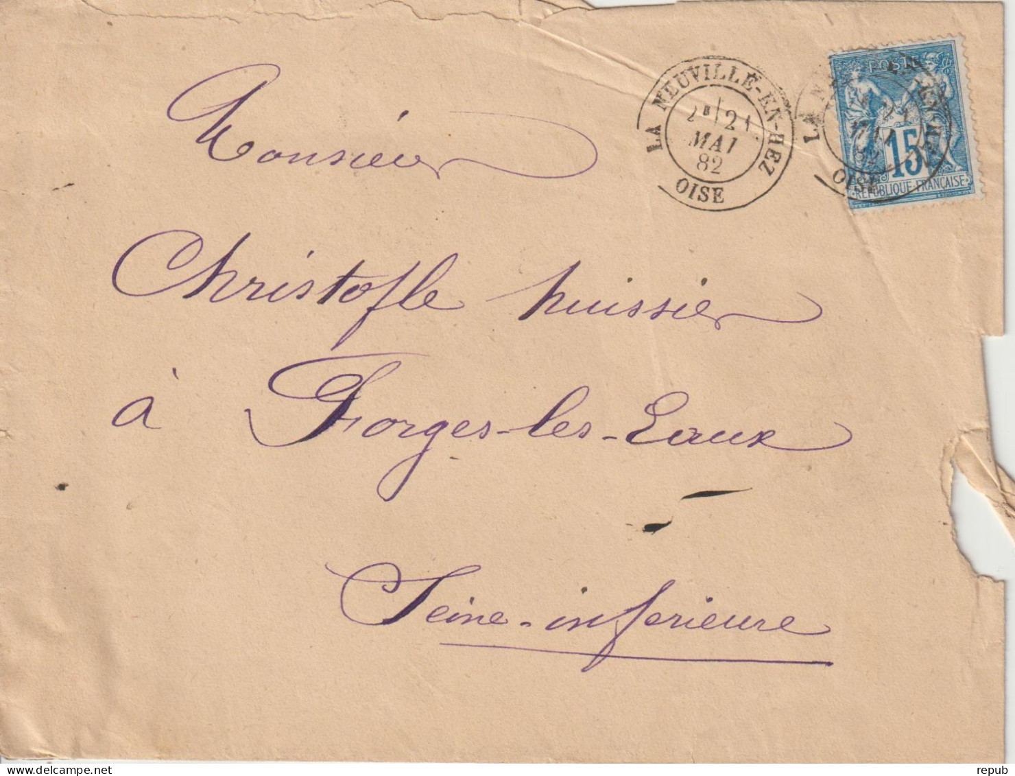 France Lettre 1882 De La Neuville En Hez (Oise)  Pour Forges (76) - 1877-1920: Semi-Moderne