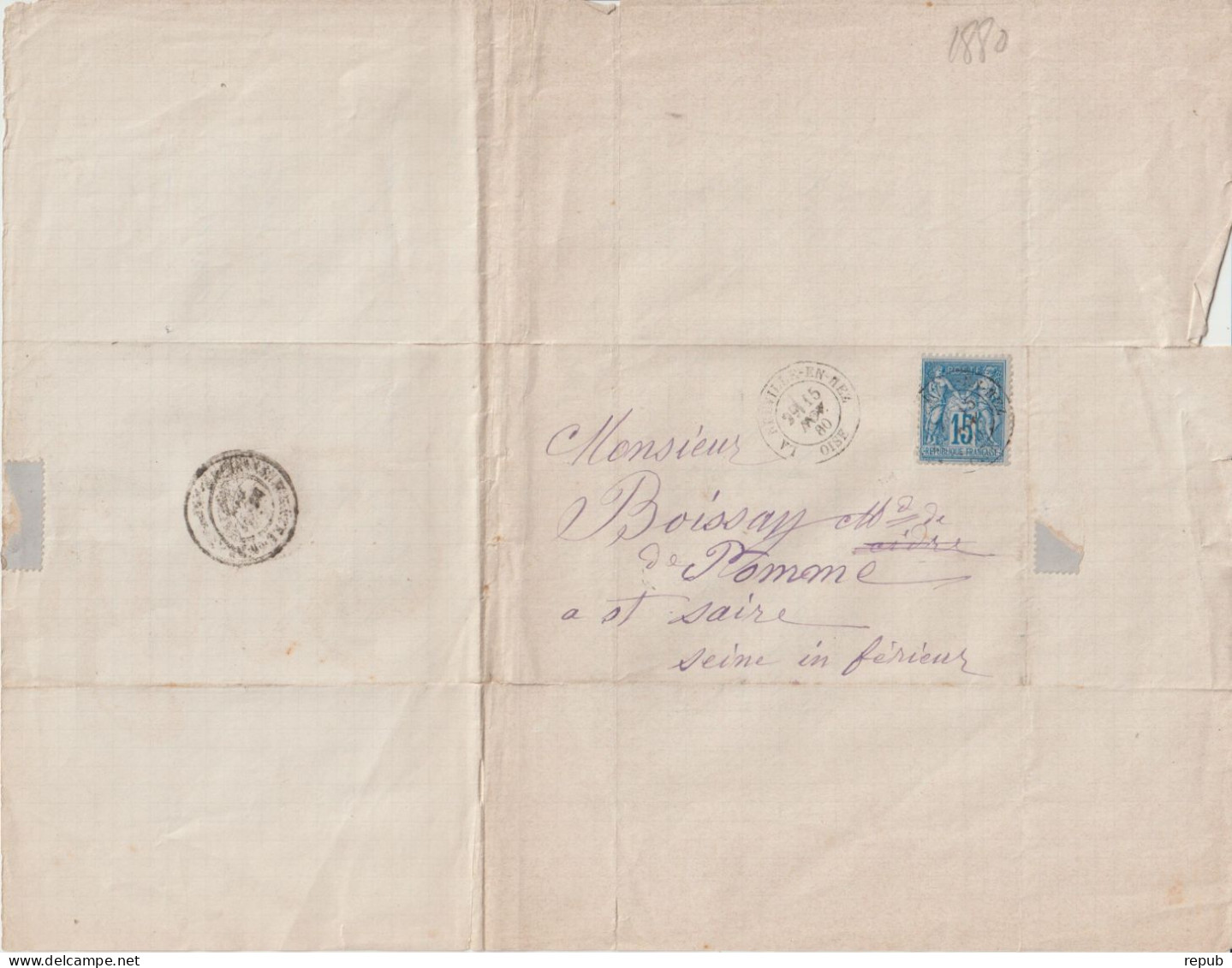 France Lettre 1880 De La Neuville En Hez (Oise)  Pour (76) - 1877-1920: Semi-Moderne