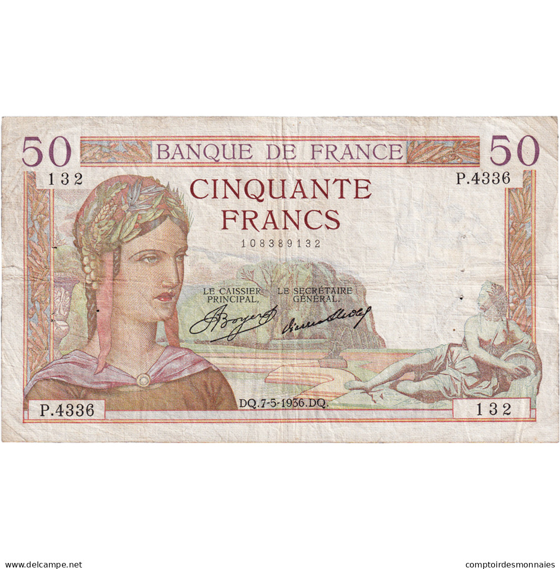 France, 50 Francs, Cérès, 1936, P.4336, TB+, Fayette:17.25, KM:81 - 50 F 1934-1940 ''Cérès''