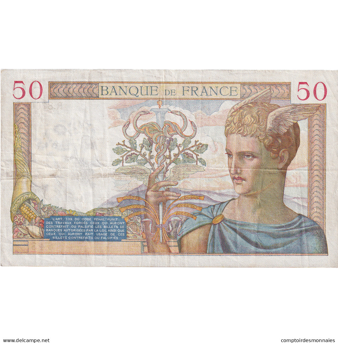 France, 50 Francs, Cérès, 1938, R.8700, TB+, Fayette:18.16, KM:85b - 50 F 1934-1940 ''Cérès''