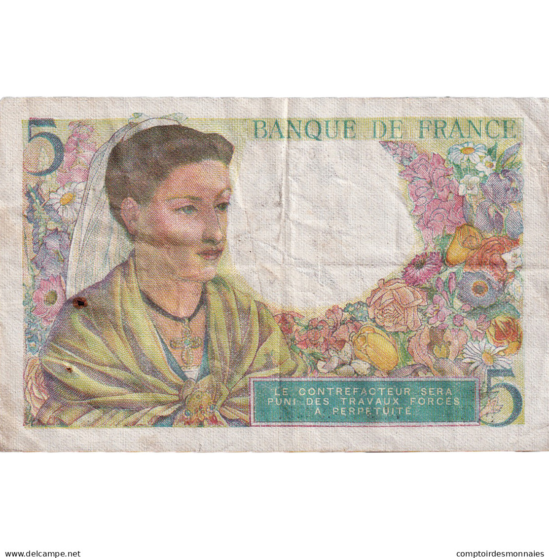 France, 5 Francs, Berger, 1943, F.80, TB+, Fayette:5.4, KM:98a - 5 F 1943-1947 ''Berger''