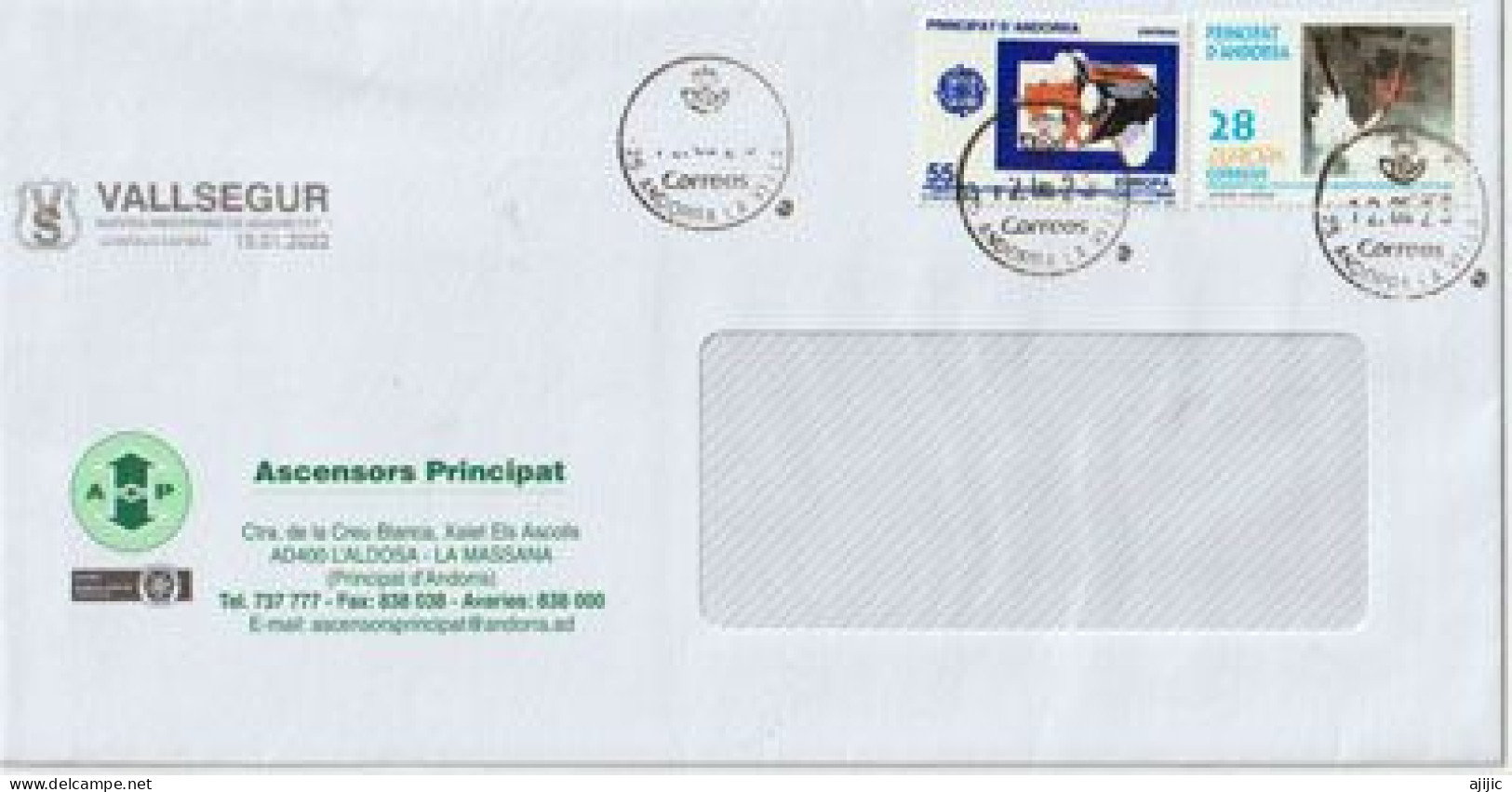 Ascensors Principat  (Vallsegur Distribution)   Lettre 2023 - Storia Postale