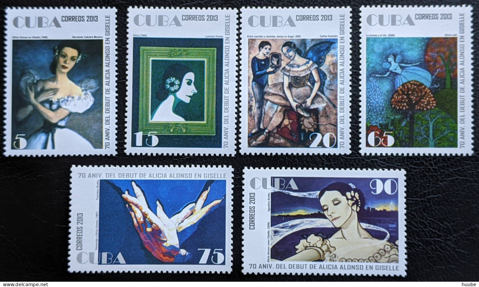 Cuba, 2013, Mi 5706-12, Ballet-70th Anniv. Of The Alicia Alonso Debut In Gisselle, Paintings Alonso, 6v + Block 302, MNH - Danse