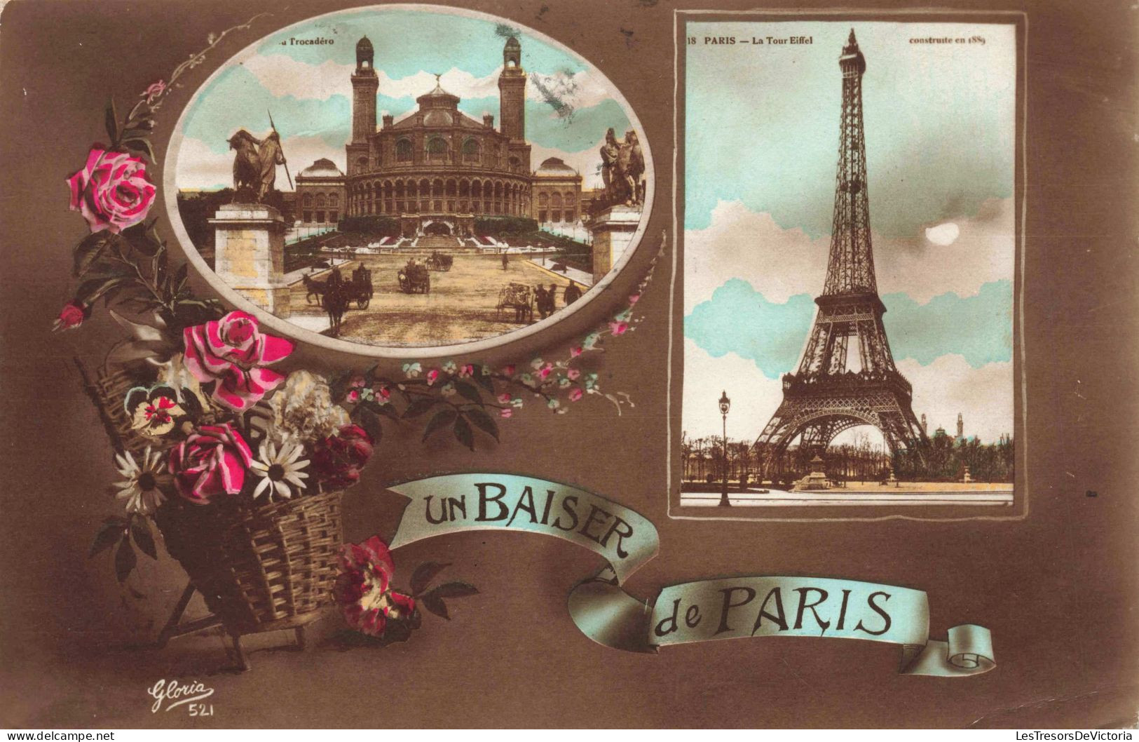 FRANCE - Paris - Trocadéro - La Tour Eiffel - Colorisé - Carte Postale Ancienne - Tour Eiffel