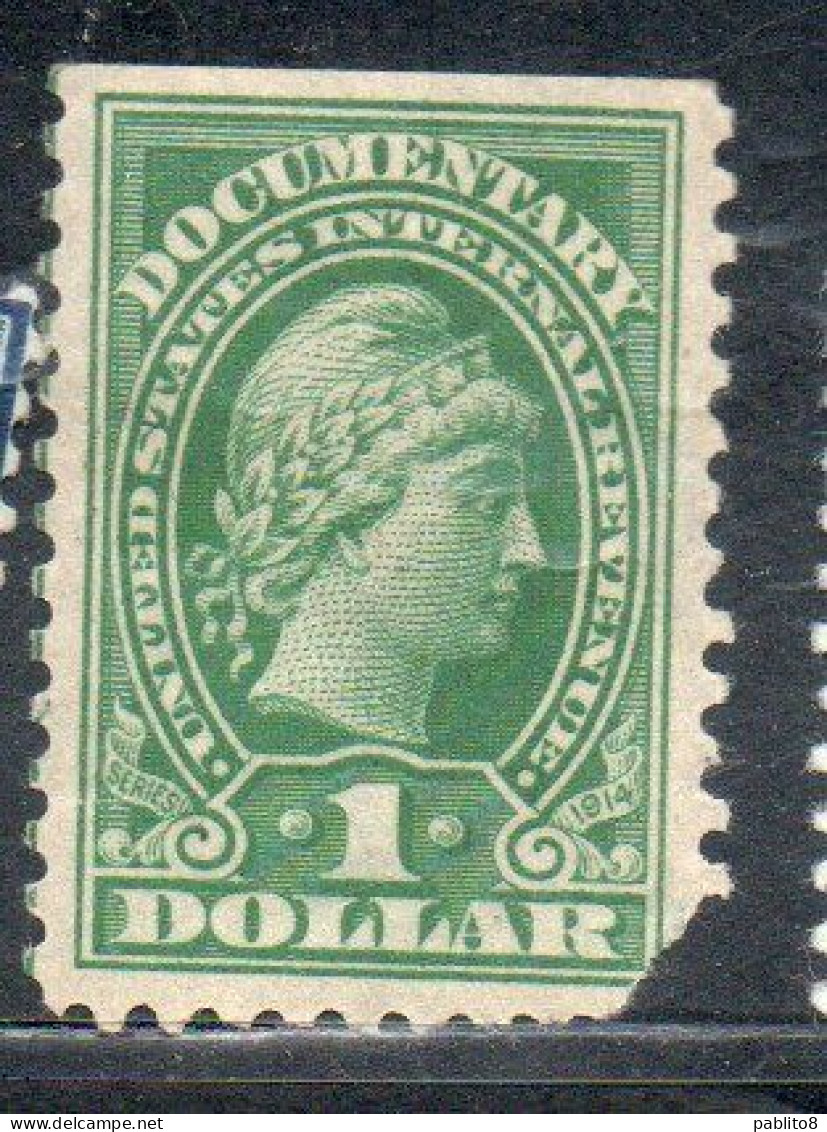 USA STATI UNITI 1914 VARIETY IMPERF. REVENUE STAMPS DOCUMENTARY LIBERTY 1$ MNH - Unused Stamps