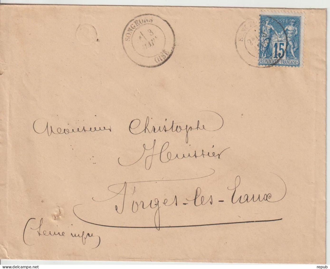 France Lettre 1882 De Songeons (Oise) Pour Forges (76) - 1877-1920: Semi Modern Period