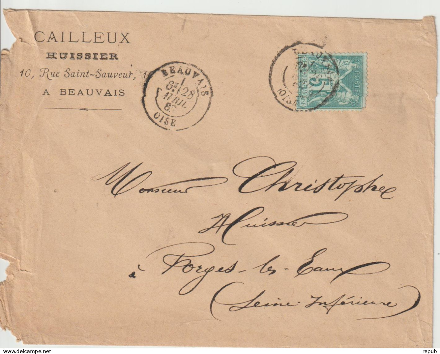 France Lettre 1882 De Beauvais (Oise) Pour Forges (76) - 1877-1920: Semi-Moderne