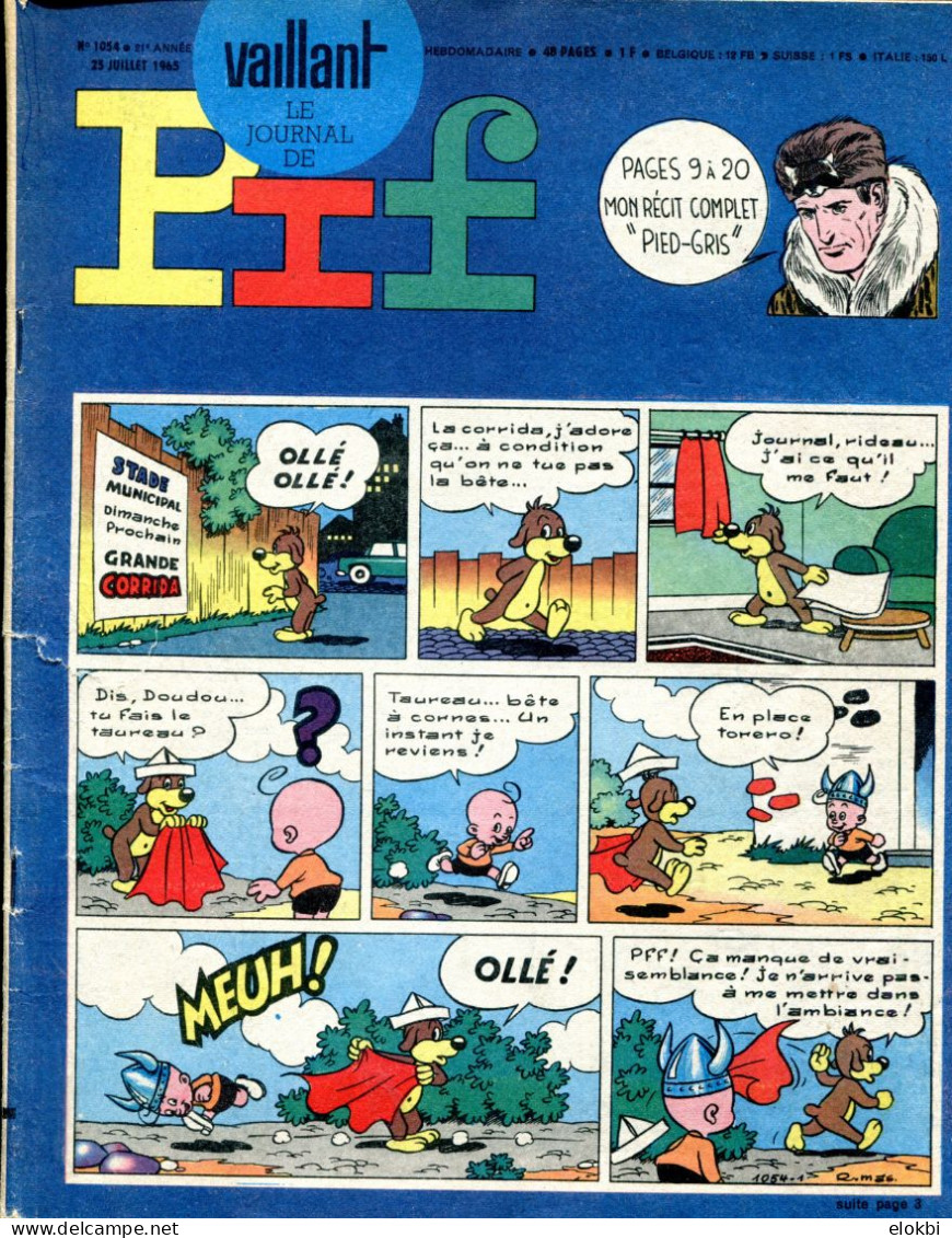 Vaillant Le Journal De Pif N°1054 Du 25 Juillet 1965 - Récit Complet De Davy Crockett - Vaillant